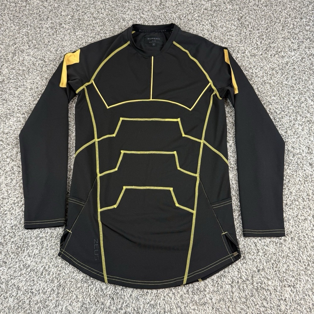 SuperX Apparel Zeus Shirt Mens Small Black Compression Performance Workout Gym